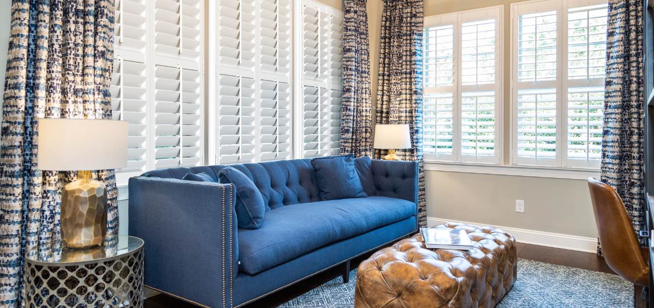 Interior shutters in a living room