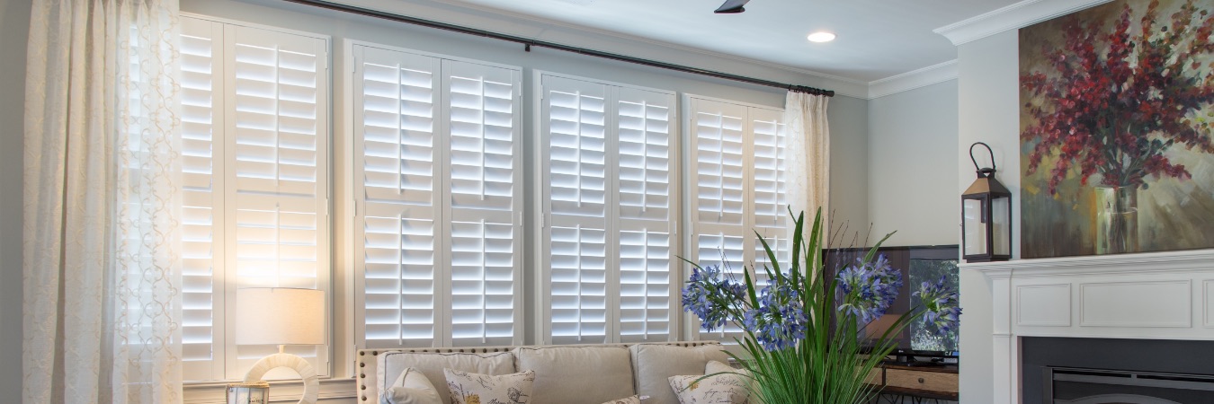 Polywood plantation shutters in Detroit living room