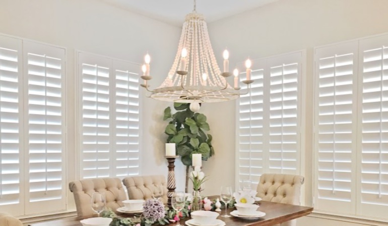 Polywood shutters in a Detroit dining room.
