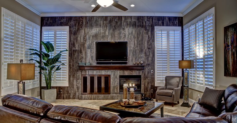 Detroit living room with shutters